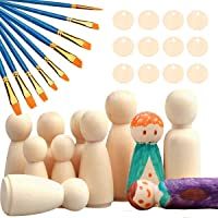 Mengger 80 Piezas Muñecas de Madera Muñeca sin Terminar Decorativa Peg Clavija inacabado personas Cuerpos blanco Angel…